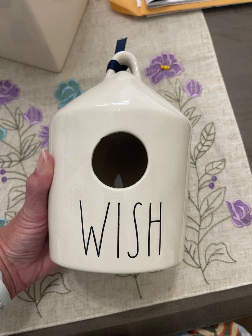 Rae Dunn Ceramic 'WISH' Decorative Birdhouse - Cream